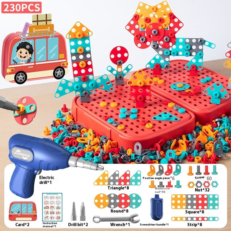 Children Screw Puzzle Toy Assembled Electric Drill DIY Simulation Repair Disassembly Toolbox