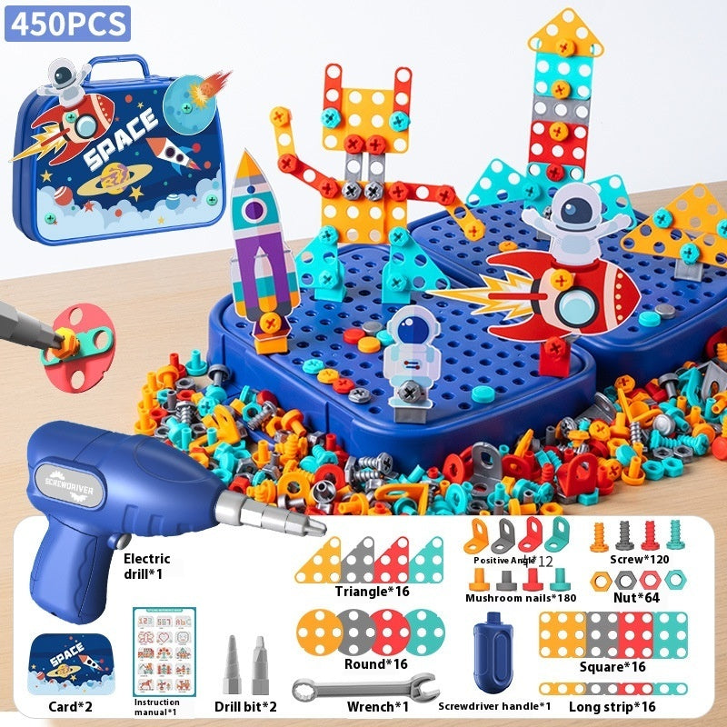 Children Screw Puzzle Toy Assembled Electric Drill DIY Simulation Repair Disassembly Toolbox