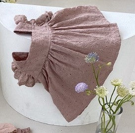 Girls' Infant Lace Vest Bulky Underpants Two-piece Set Flounced Sleeve Suit