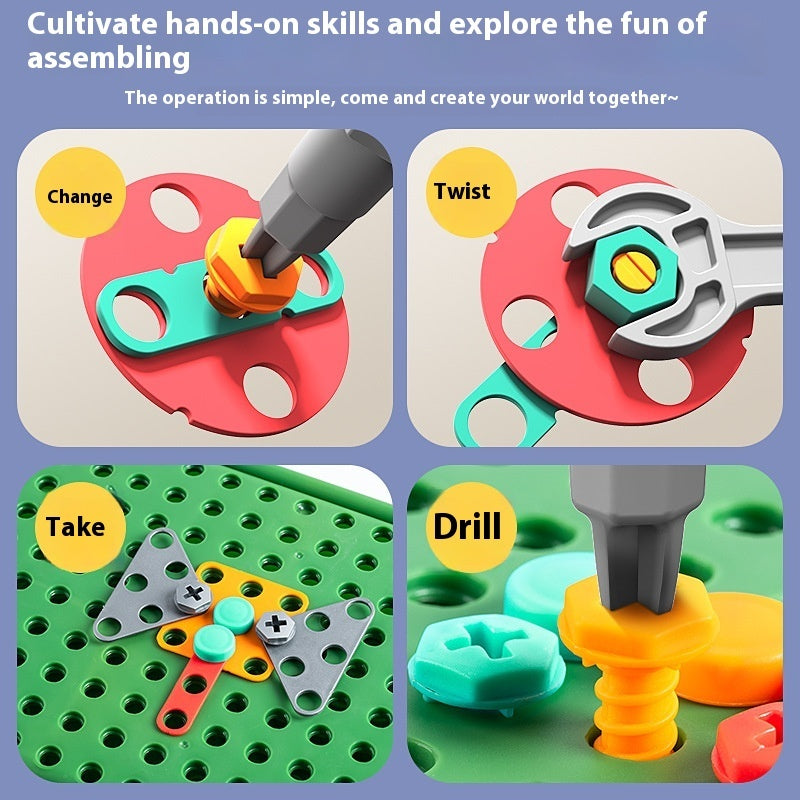 Children Screw Puzzle Toy Assembled Electric Drill DIY Simulation Repair Disassembly Toolbox