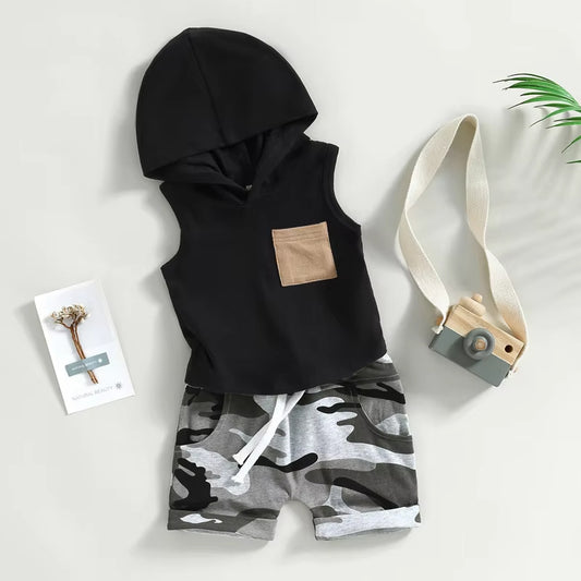 Boys' Hooded Vest T-shirt Suit