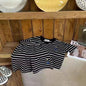 Little Bear Striped Round Neck Short Sleeve Shorts