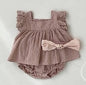 Girls' Infant Lace Vest Bulky Underpants Two-piece Set Flounced Sleeve Suit