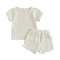 Cream Waffle Short-sleeved 2-piece Baby Clothes perfect for baby wear.