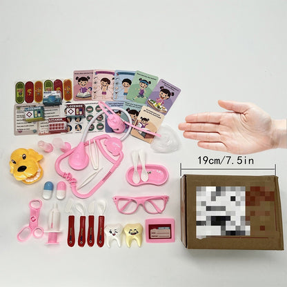 46PCS Kids Doctor Play Set Pretend Medical Kit With Stethoscope Syringe Dental Tools Nurse Accessories For Boys And Girls