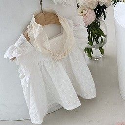 Girls' Infant Lace Vest Bulky Underpants Two-piece Set Flounced Sleeve Suit