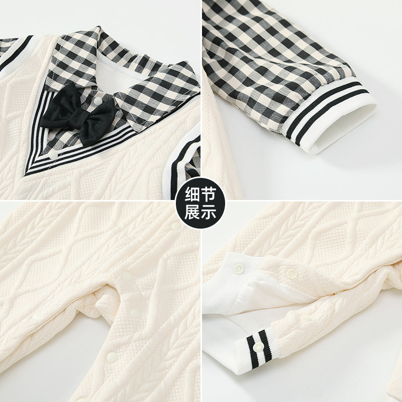 Baby Autumn Clothes College Style Fake Two Pieces Jumpsuit Baby Autumn Clothes College Style Fake Two Pieces Jumpsuit Showing Design