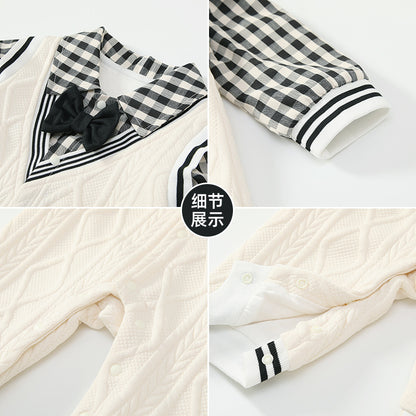 Baby Autumn Clothes College Style Fake Two Pieces Jumpsuit Baby Autumn Clothes College Style Fake Two Pieces Jumpsuit Showing Design