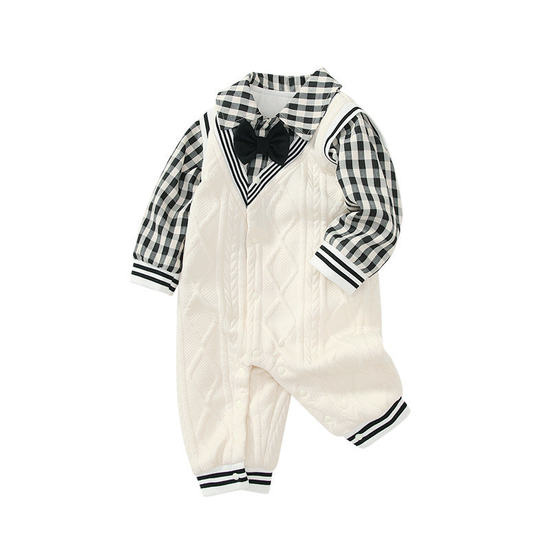 Baby Autumn Clothes College Style Fake Two Pieces Jumpsuit Baby Autumn Clothes College Style Fake Two Pieces Jumpsuit Full View